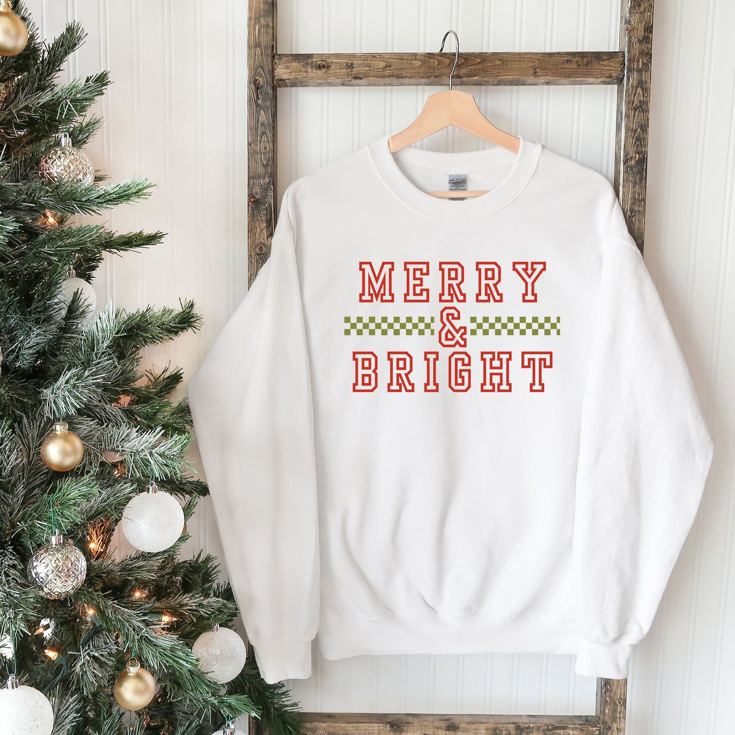 Clearance Merry And Bright Checkered | Sweatshirt