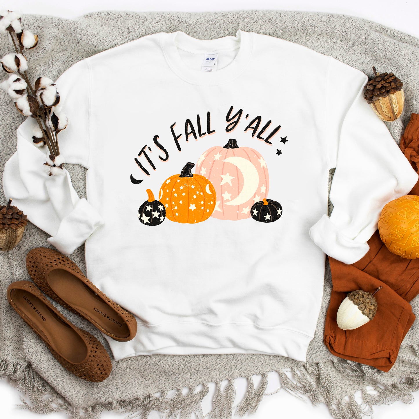 Boho It's Fall Y'all Pumpkins | Sweatshirt
