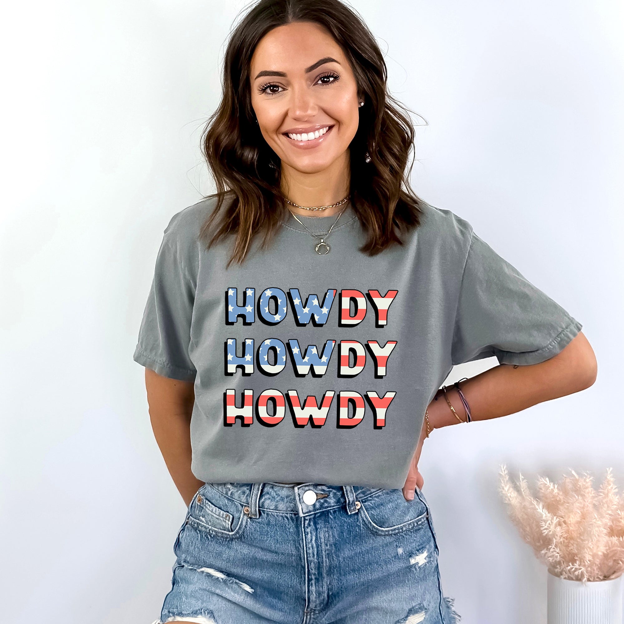 Howdy Flag Stacked | Garment Dyed Short Sleeve Tee