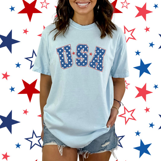Retro USA Stars | Garment Dyed Short Sleeve Tee