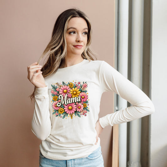 Mama Flower Collage | Long Sleeve Crew Neck