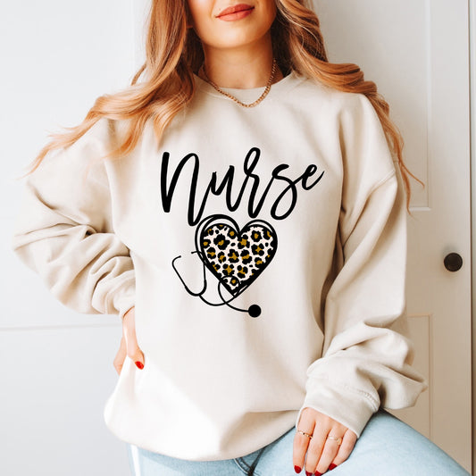 Leopard Nurse Heart | Sweatshirt