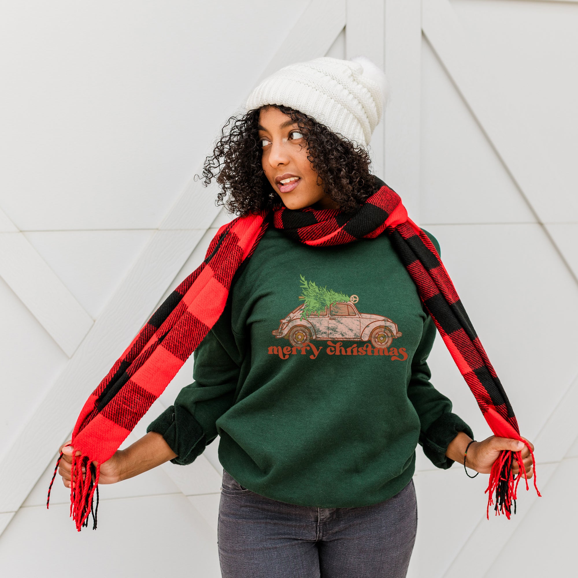 Merry Christmas Pink Car | Sweatshirt