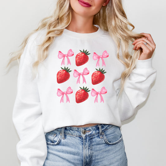 Strawberry Coquette Bow Chart | Sweatshirt