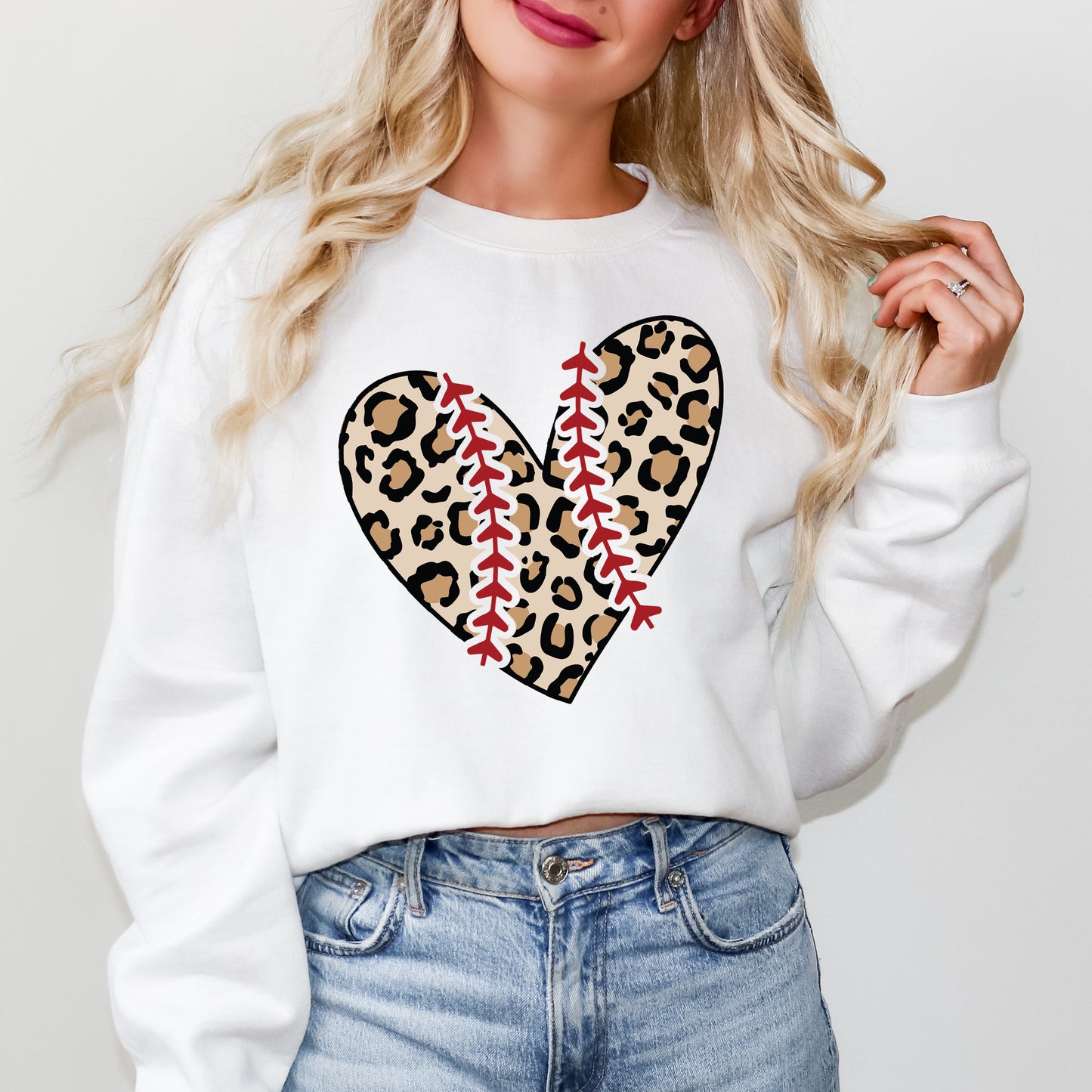 Leopard Baseball Heart | Sweatshirt