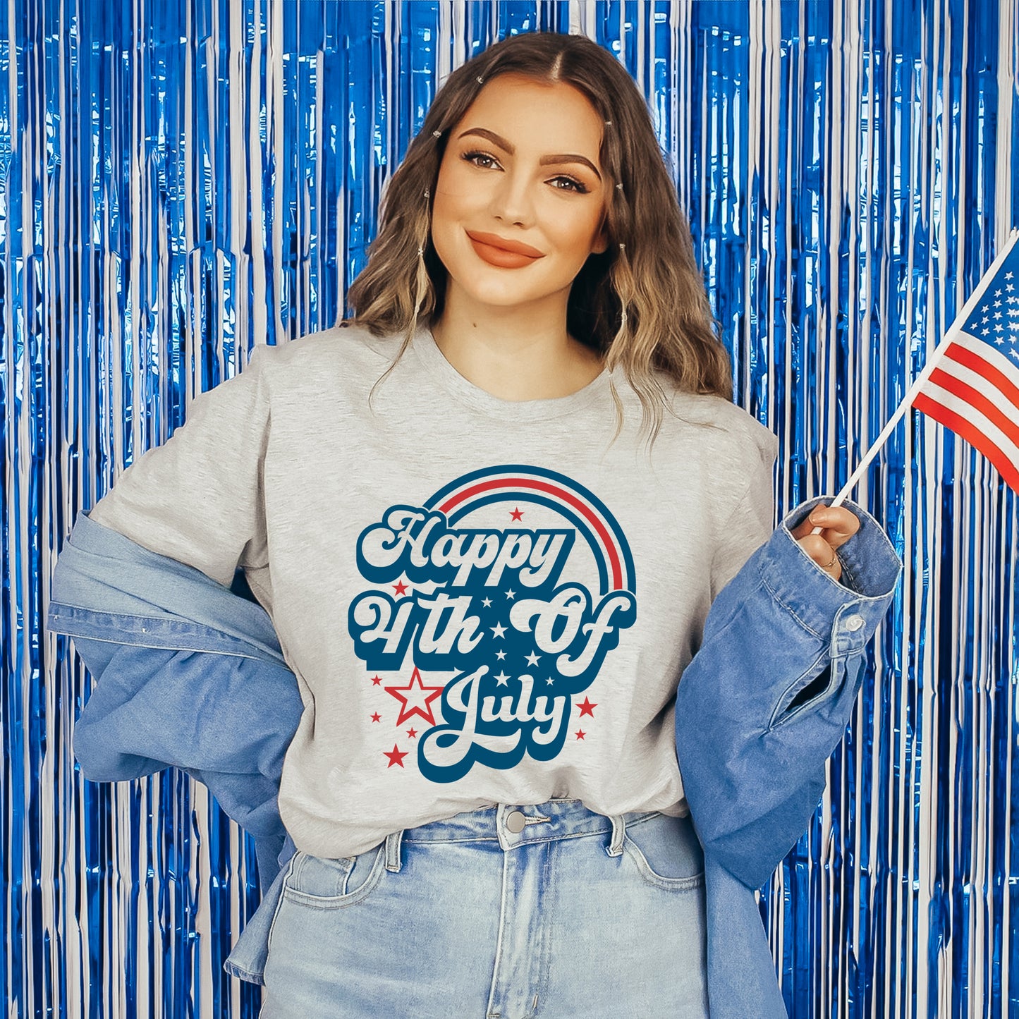 Happy 4th Of July Rainbow | Short Sleeve Graphic Tee