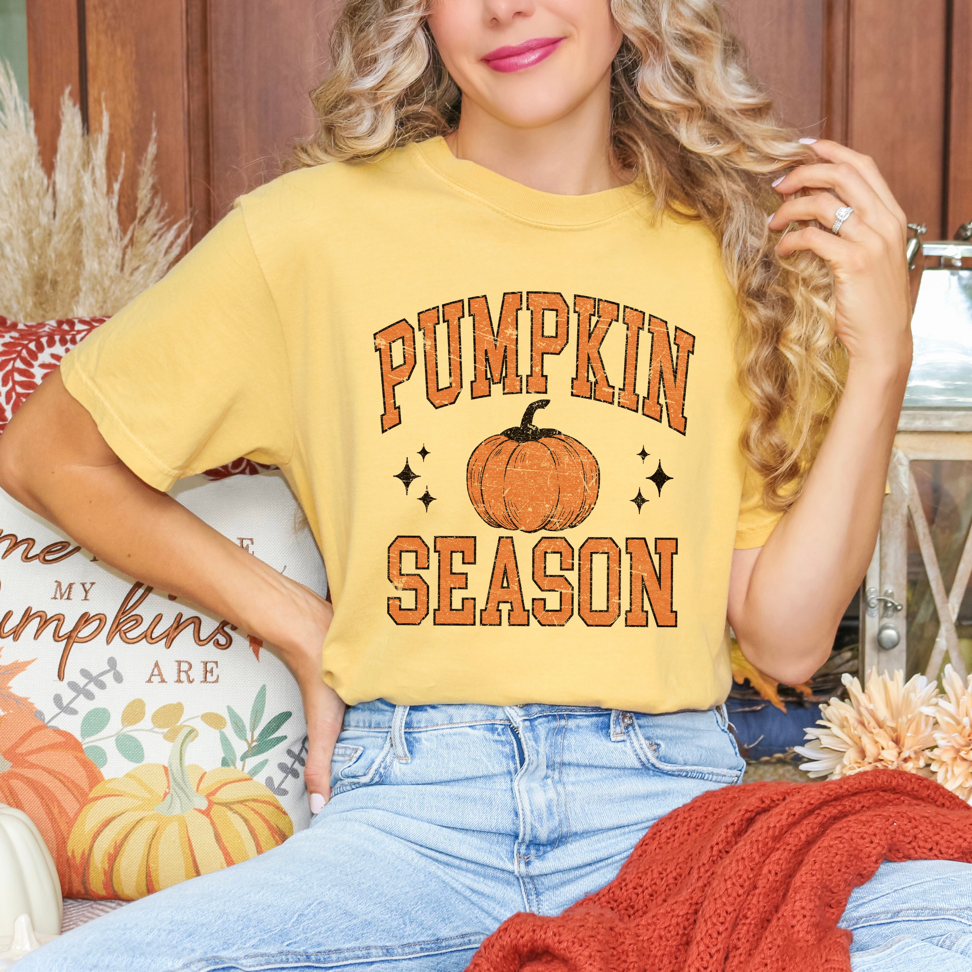 Pumpkin Season Varsity Grunge | Garment Dyed Tee
