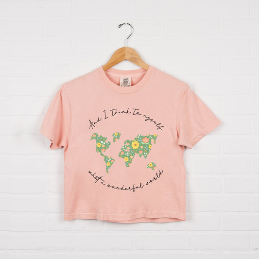 What A Wonderful World | Relaxed Fit Cropped Tee