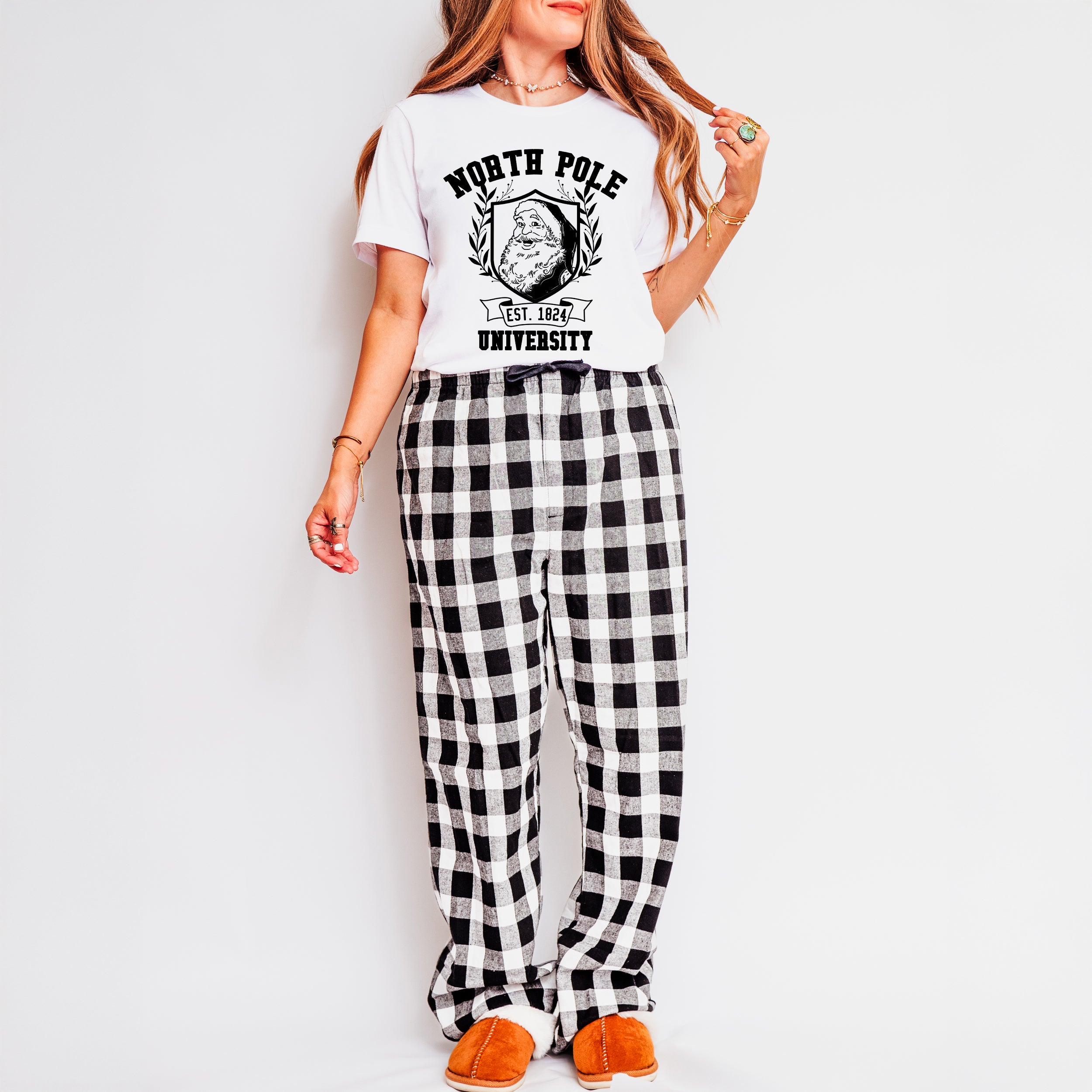 Santa North Pole University | Plaid Pajama Set