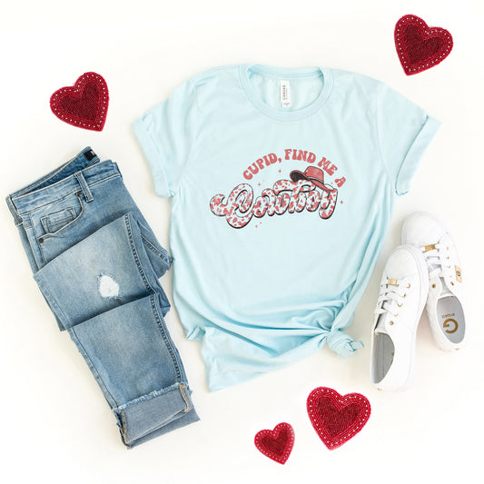 Cupid Find Me A Cowboy | Short Sleeve Graphic Tee