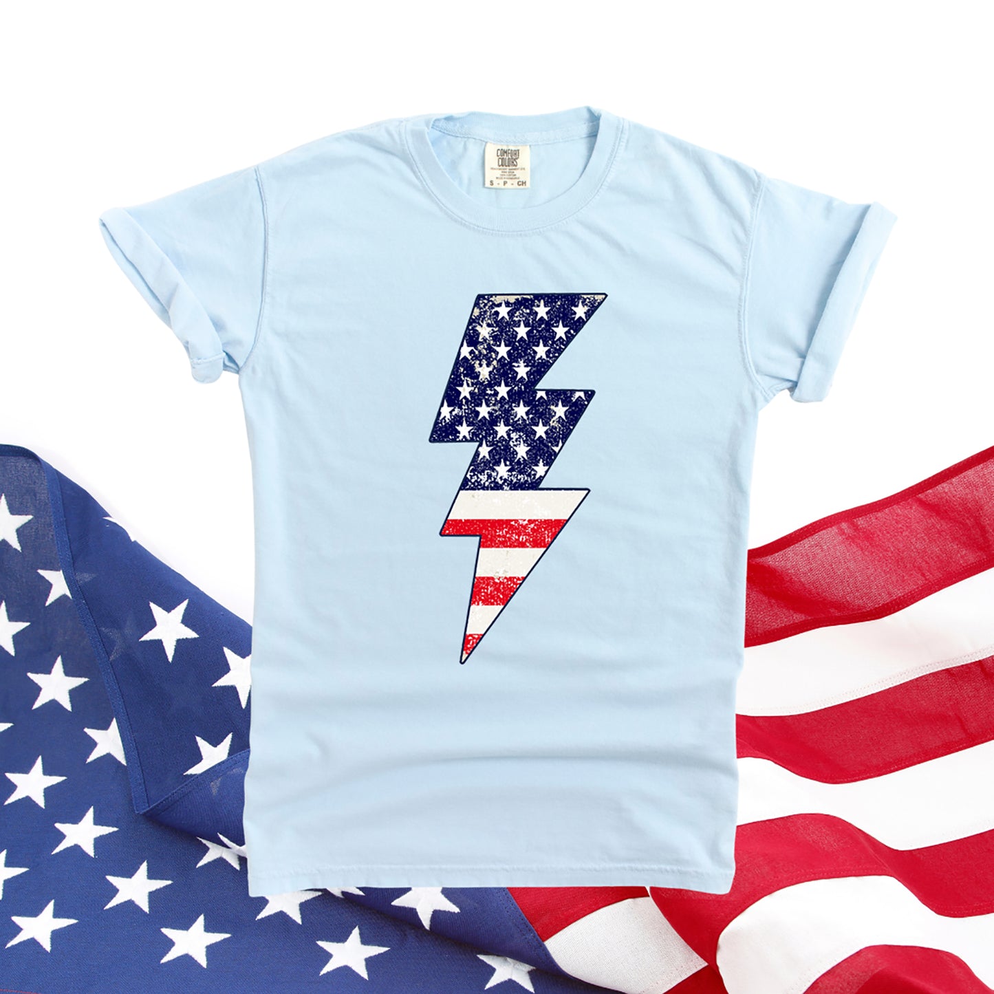 America Lightning Bolt | Garment Dyed Short Sleeve Tee