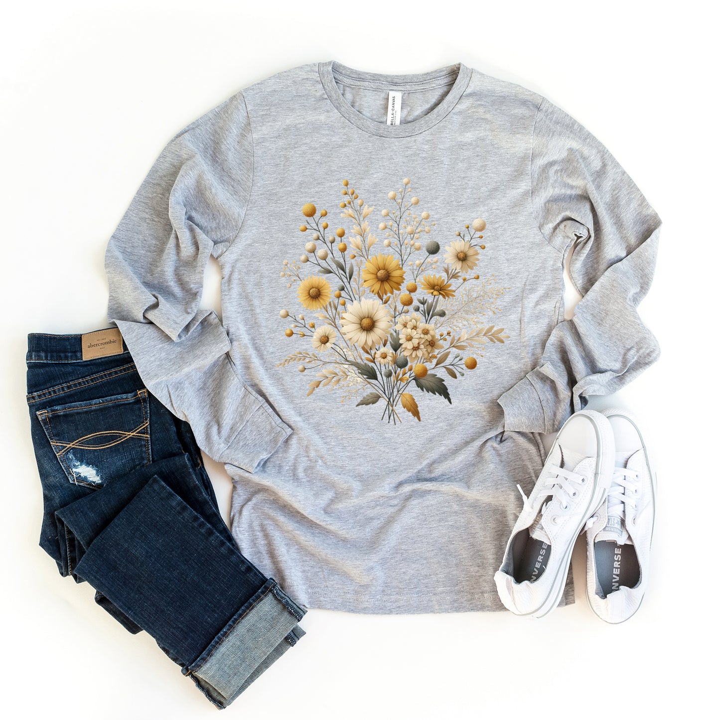 Cream And Gold Bouquet | Long Sleeve Graphic Tee