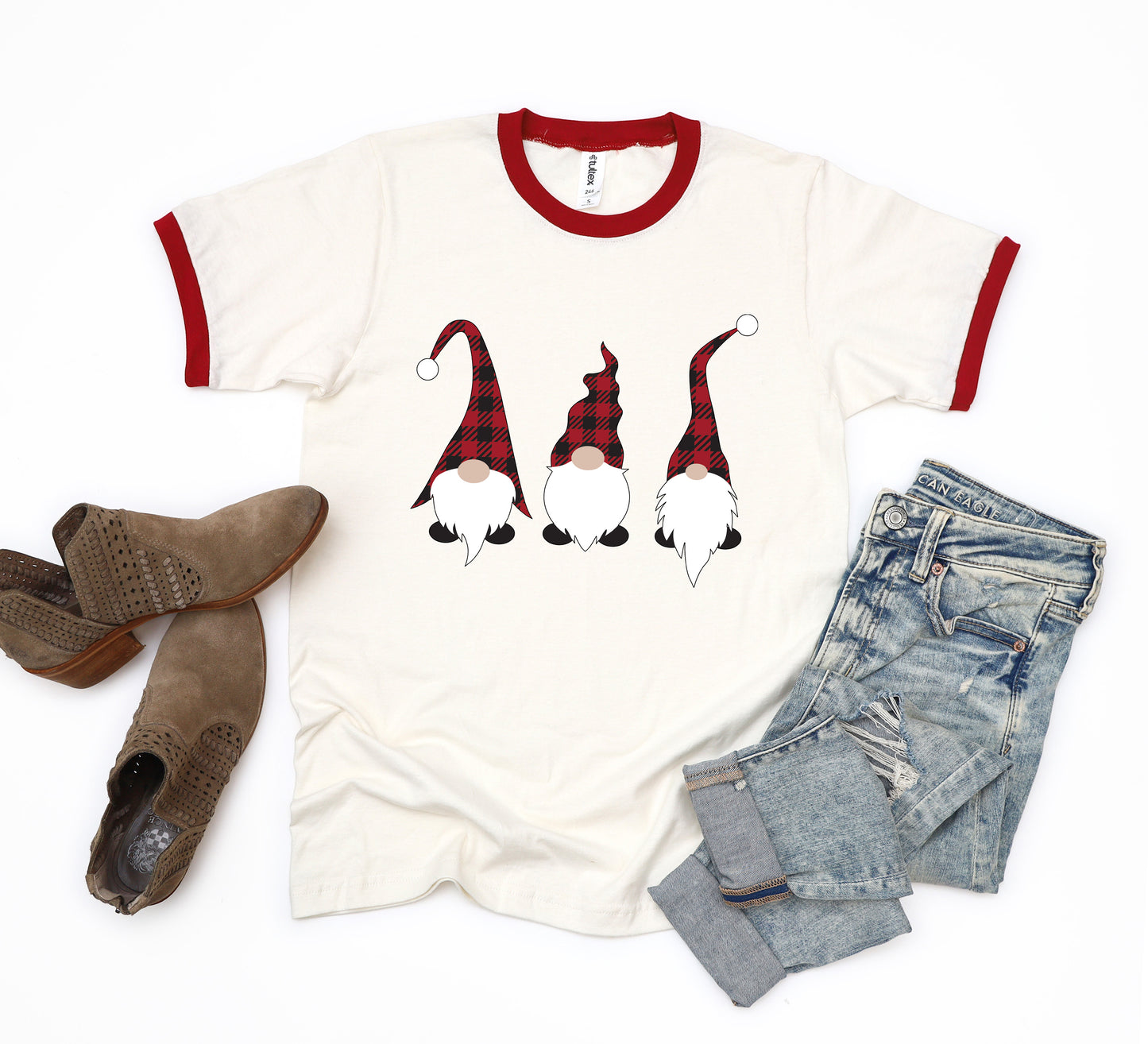 Buffalo Check Gnomes | Ringer Tee