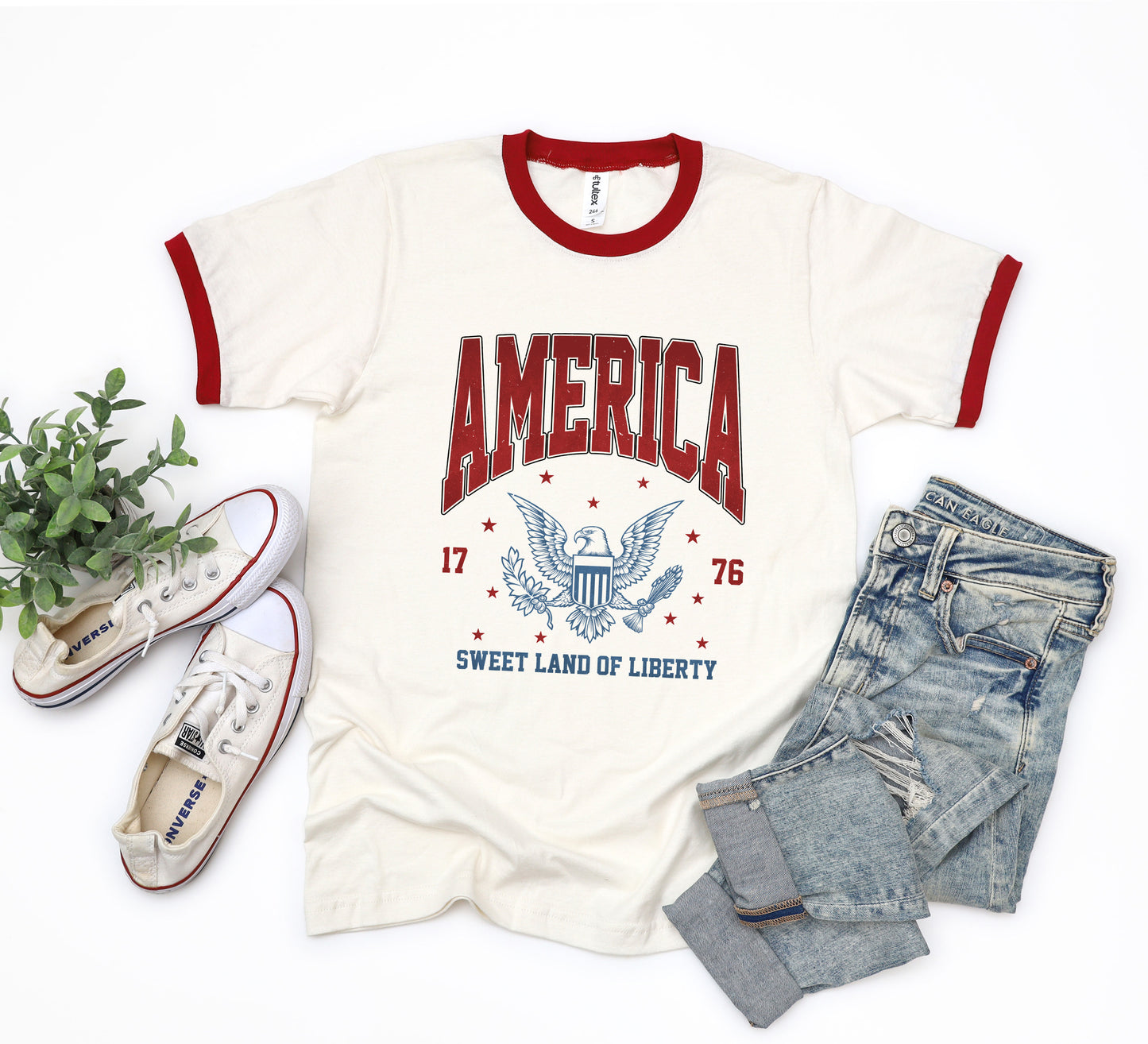 America Land Of Liberty Eagle | Ringer Tee