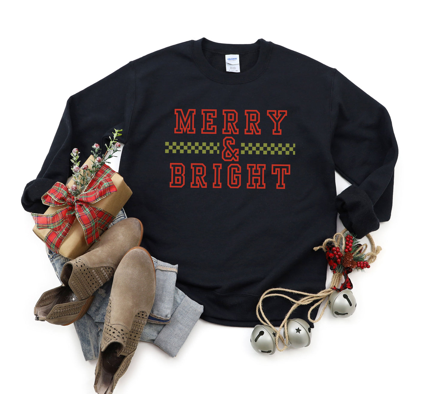 Clearance Merry And Bright Checkered | Sweatshirt