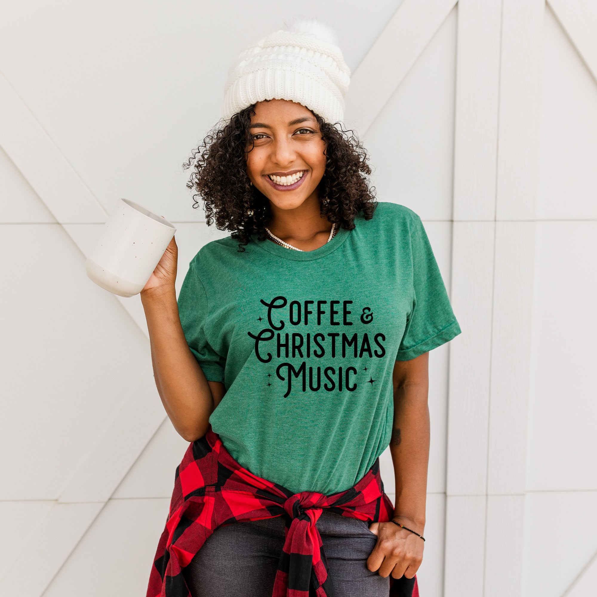 Coffee And Christmas Music | Short Sleeve Graphic Tee