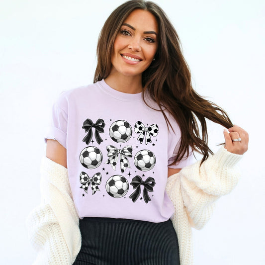 Soccer Ball Bows | Garment Dyed Short Sleeve Tee