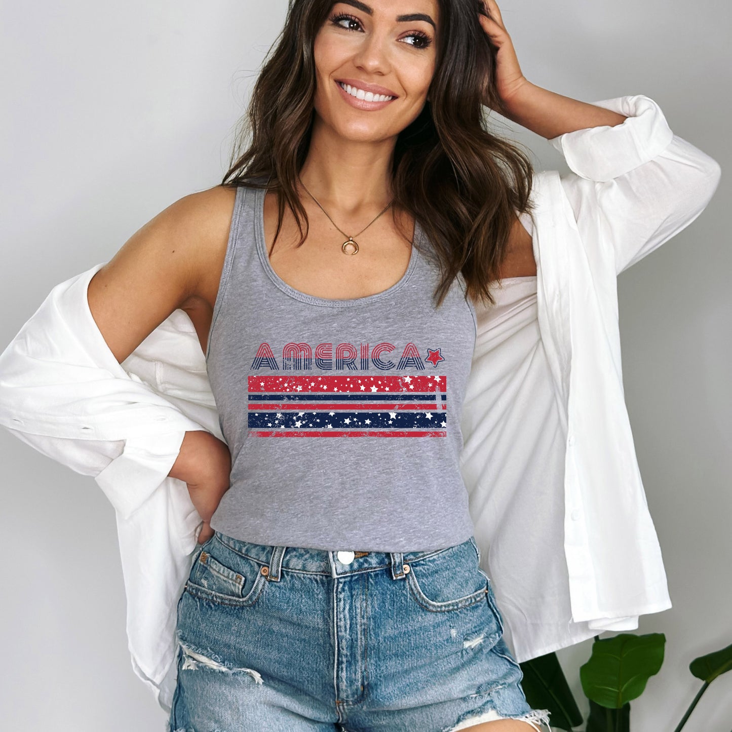 America With Stars And Stripes | Racerback Tank