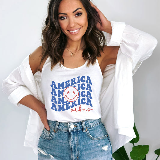 America Vibes Stacked | Racerback Tank