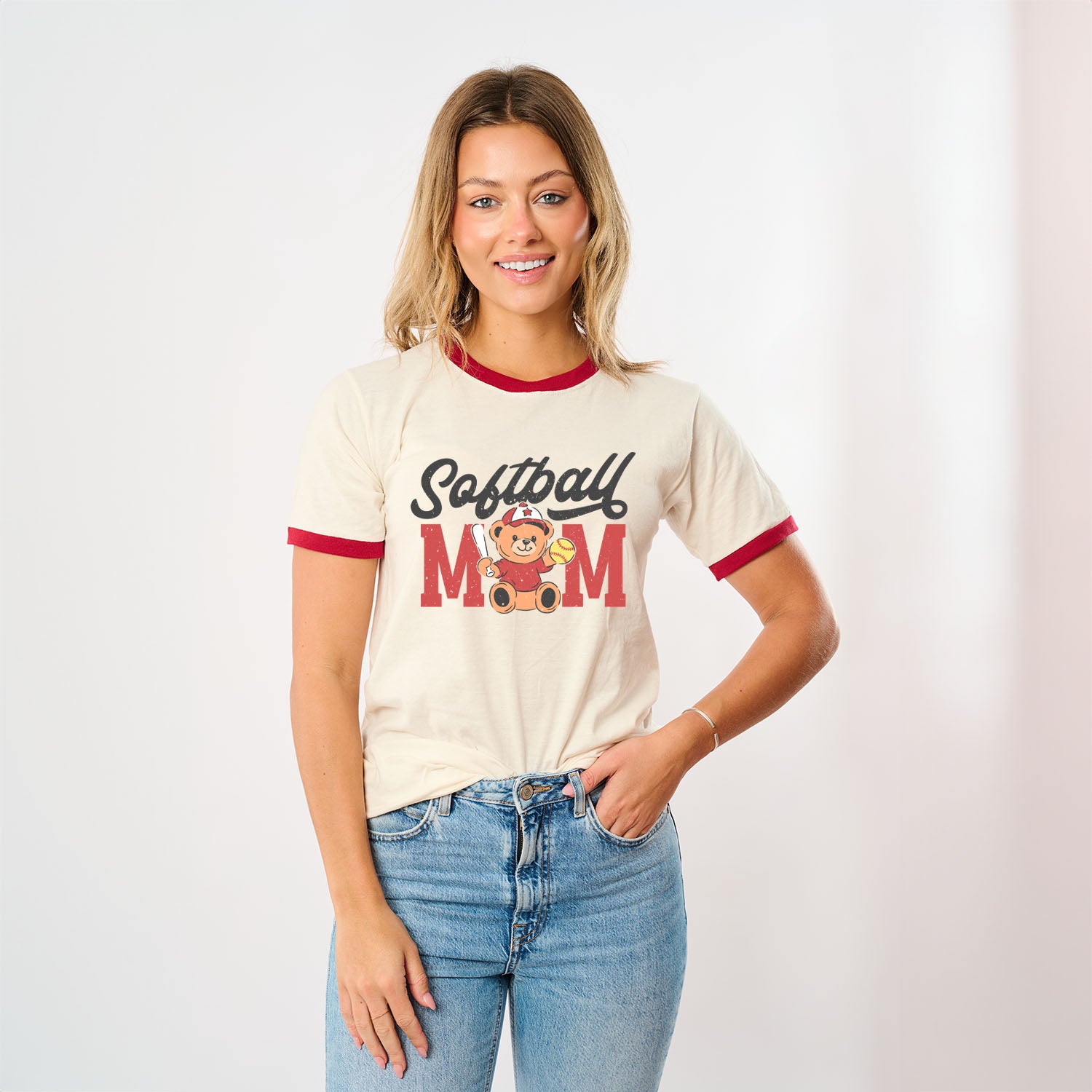 Softball Mom Teddy Bear | Ringer Tee