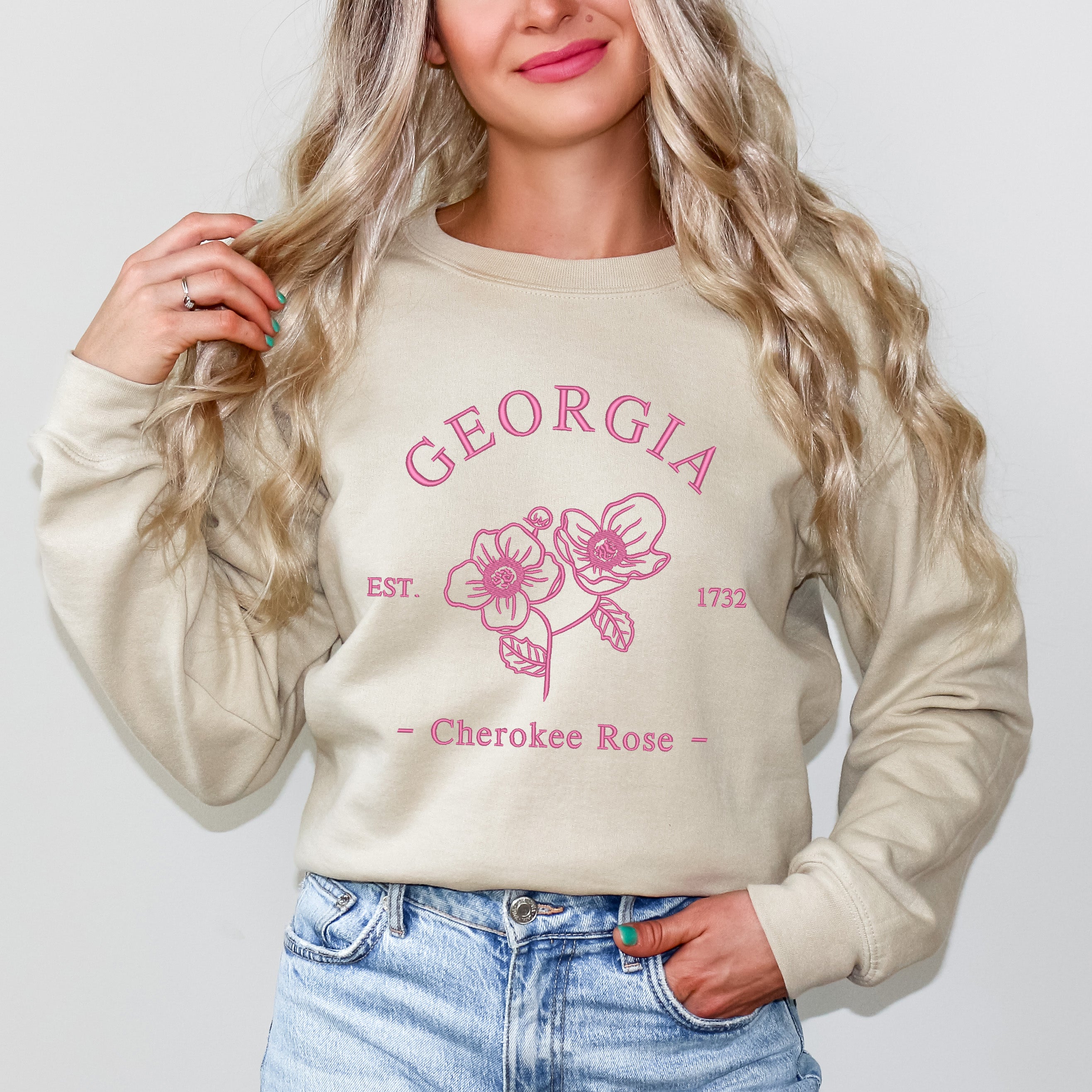 Embroidered Georgia Cherokee Rose | Sweatshirt