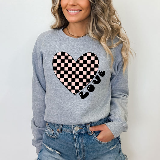 Checkered Heart Black | Sweatshirt