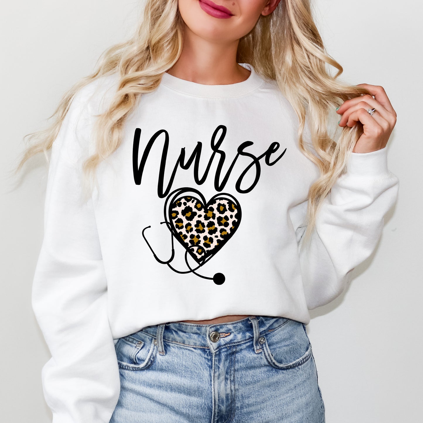 Leopard Nurse Heart | Sweatshirt