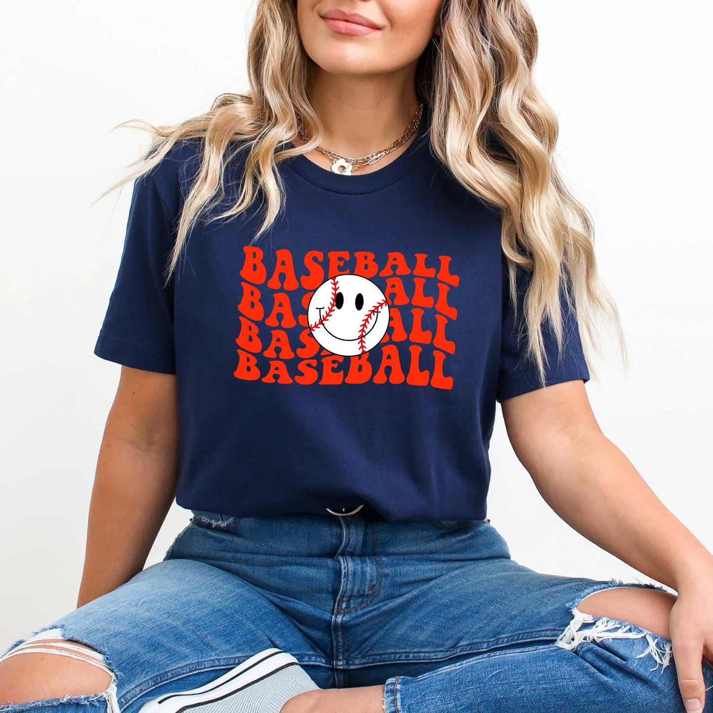 Baseball Stacked Smiley Face | Short Sleeve Graphic Tee