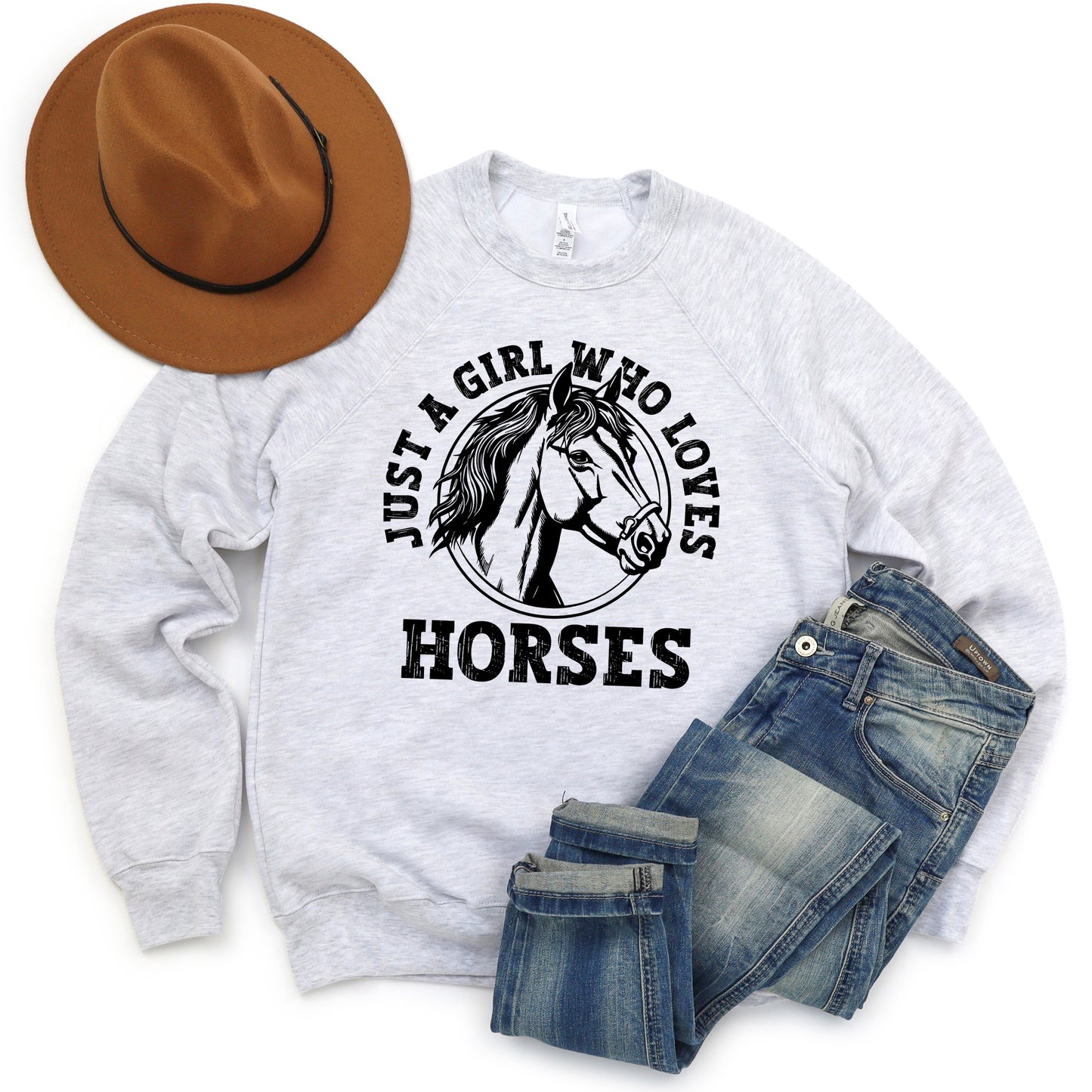 Girl Who Loves Horses Circle | Bella Canvas Sweatshirt
