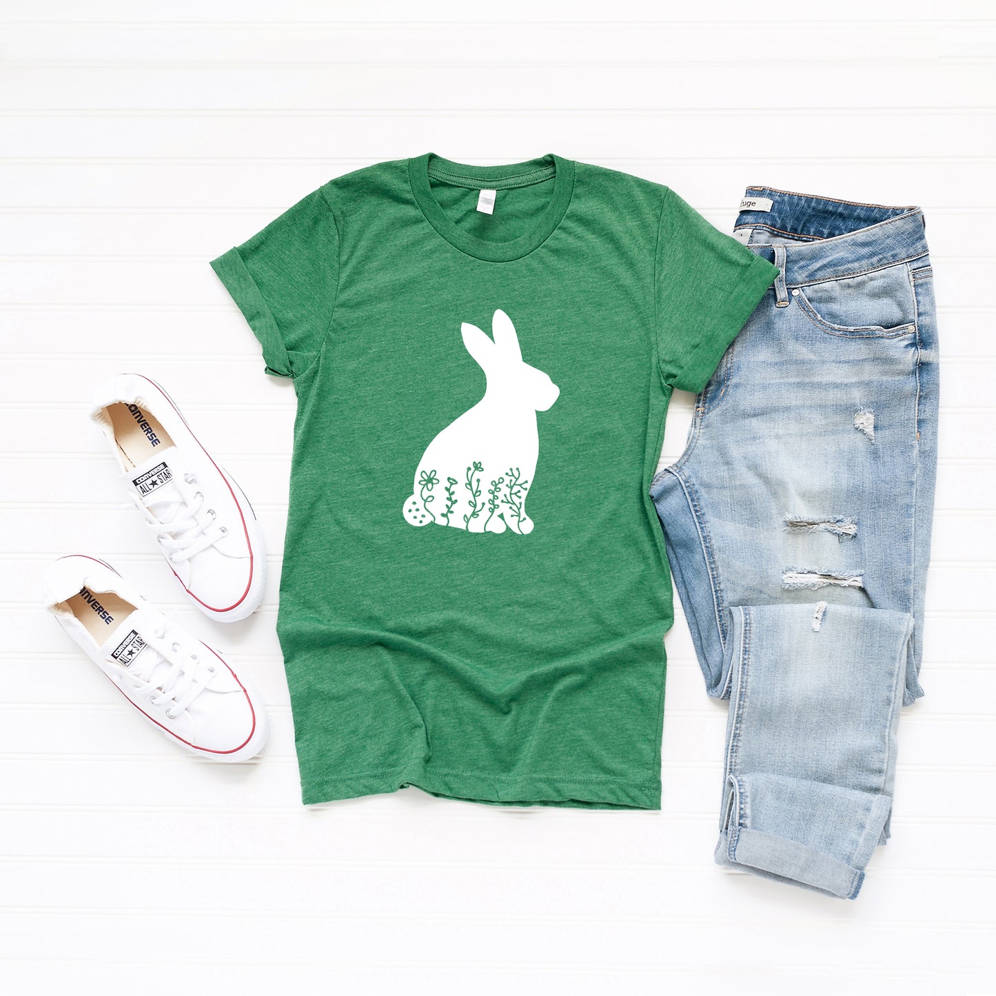 Bunny With Flowers | Short Sleeve Graphic Tee