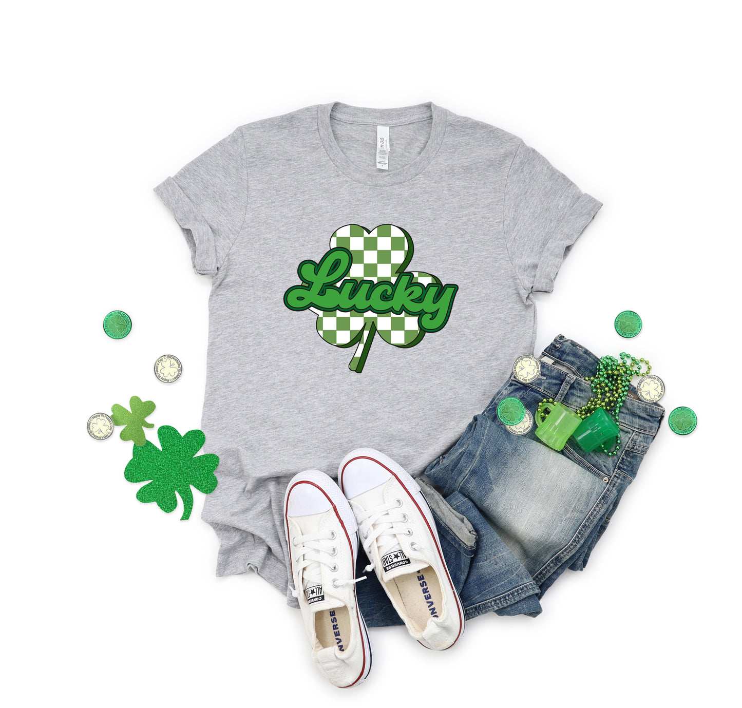 Lucky Cursive Shamrock | Short Sleeve Graphic Tee