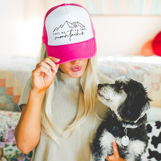 Take Me To The Mountains Cursive | Foam Trucker Hat