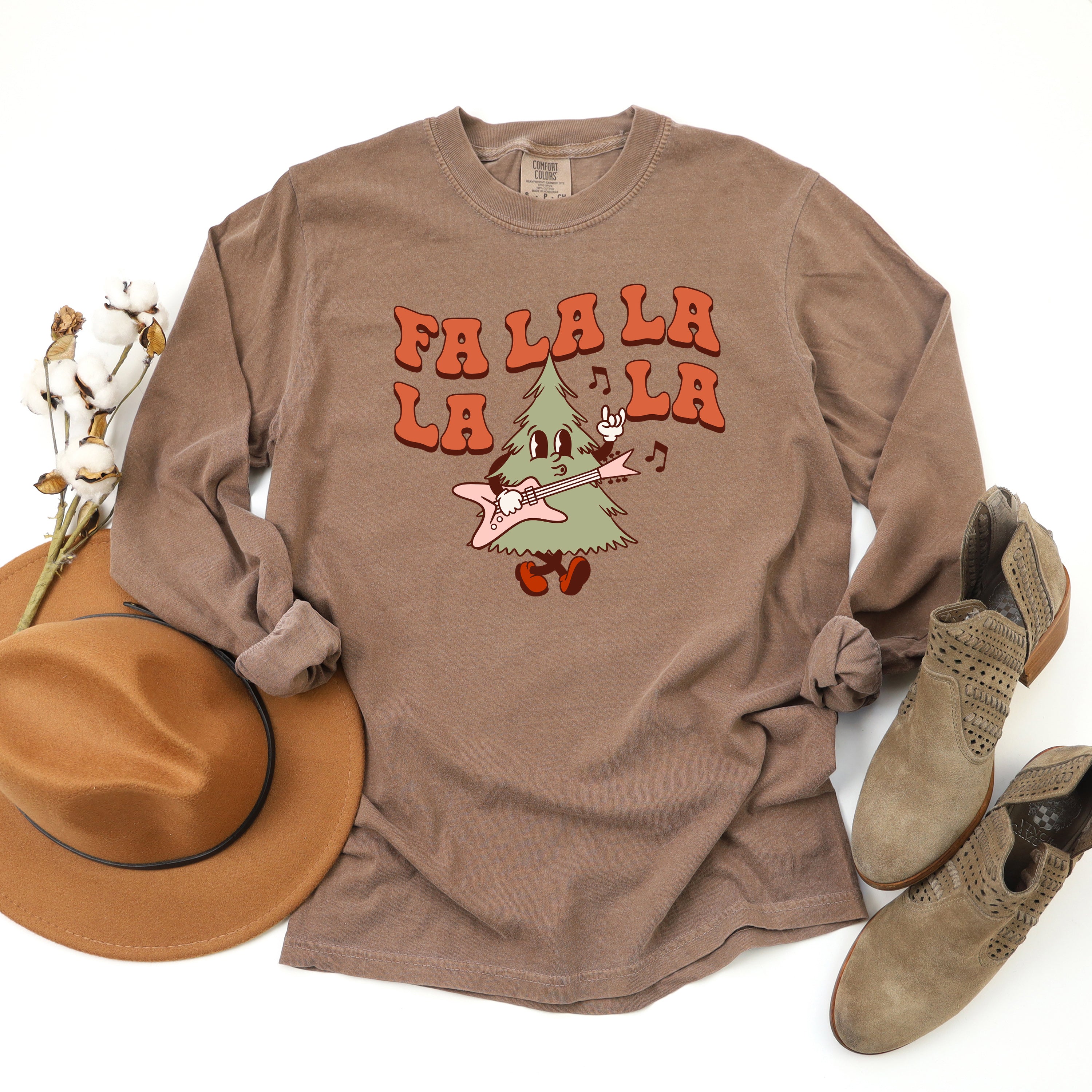 Fa La La Rockin Tree | Garment Dyed Long Sleeve