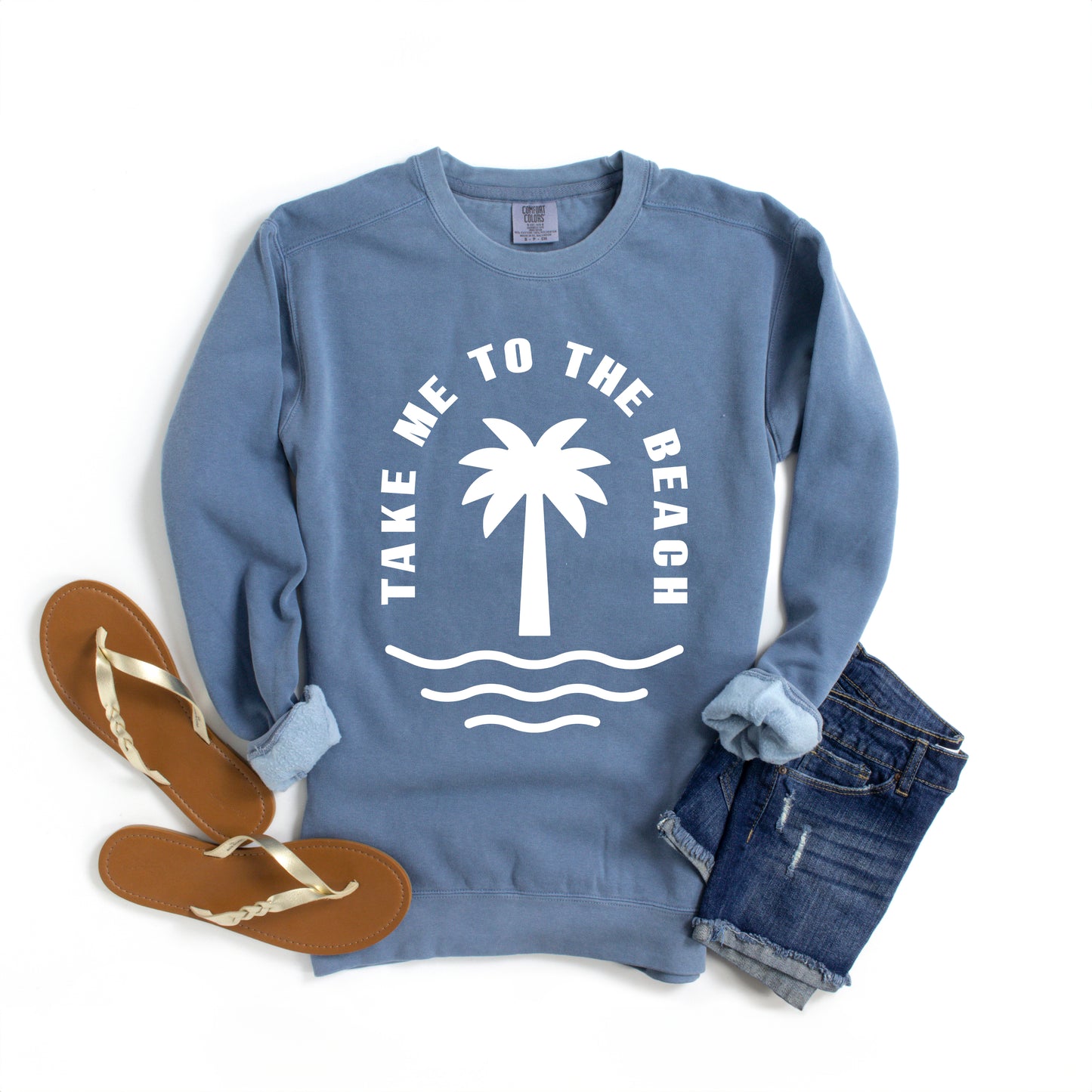 Take Me To The Beach Palm Tree | Garment Dyed Sweatshirt