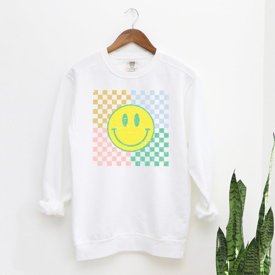 Four Square Smiley Face | Garment Dyed Sweatshirt