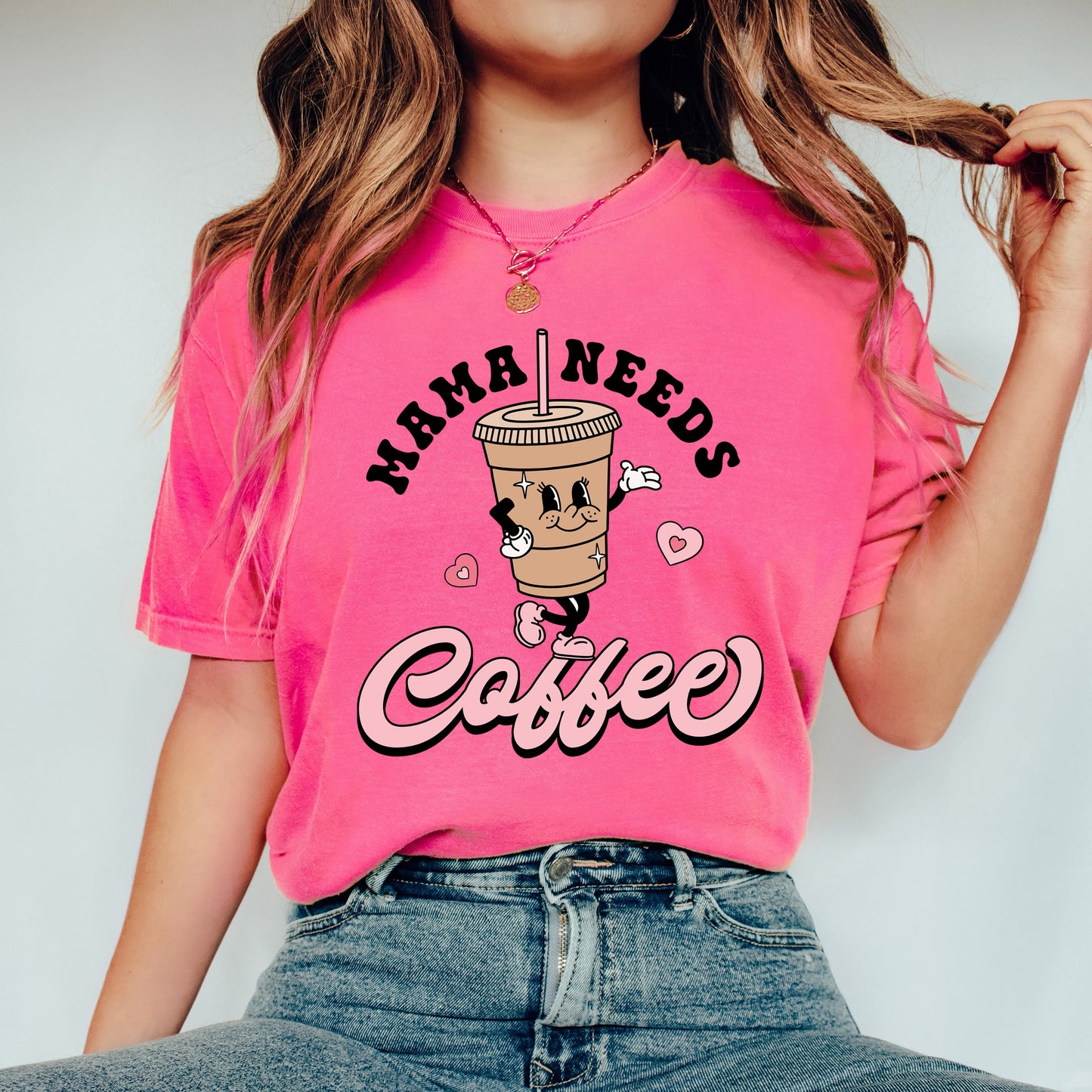 Retro Mama Needs Coffee | Garment Dyed Tee