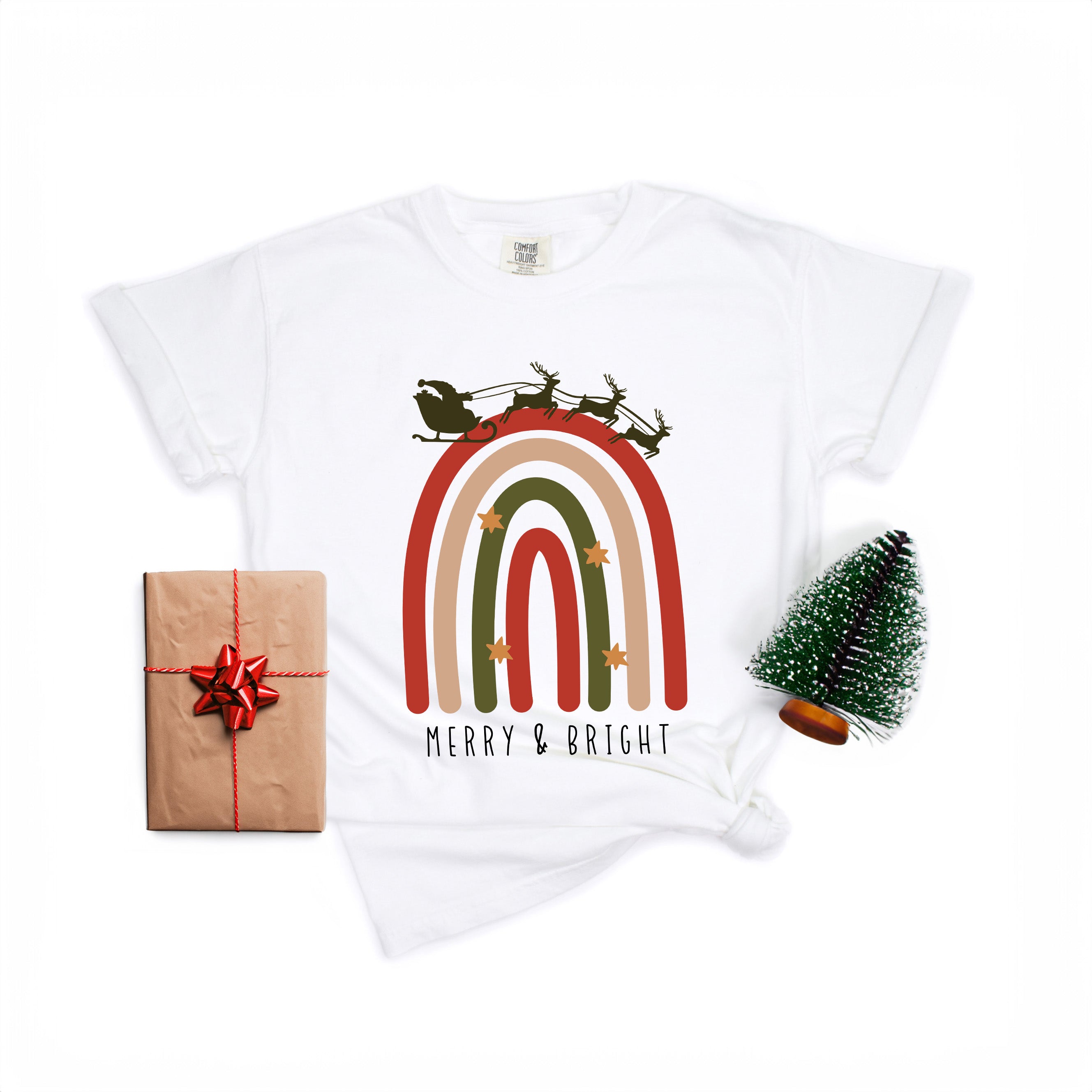 Boho Merry And Bright Rainbow | Garment Dyed Tee