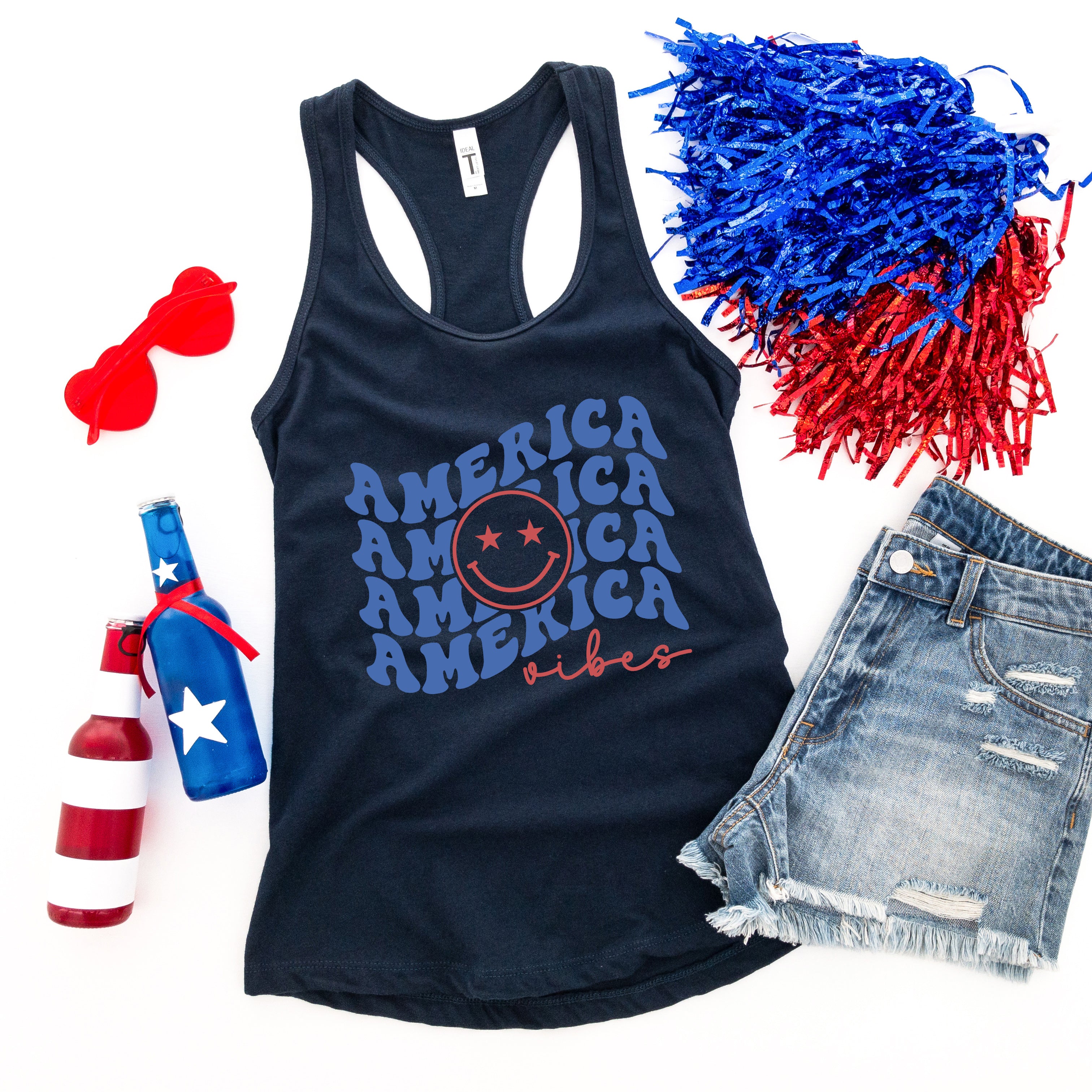 America Vibes Stacked | Racerback Tank