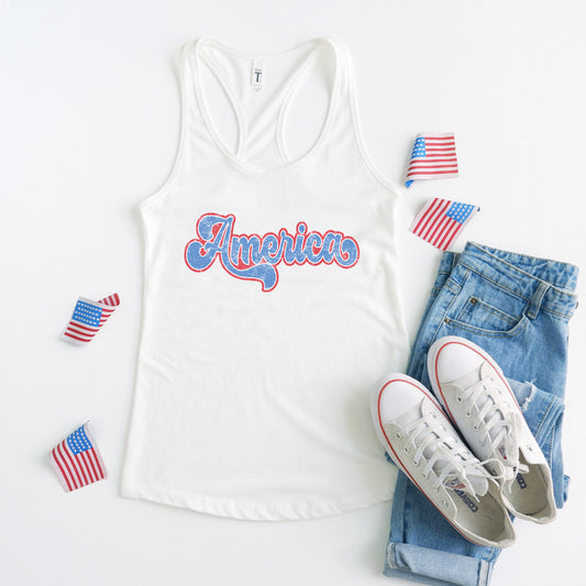 Grunge America Cursive | Racerback Tank