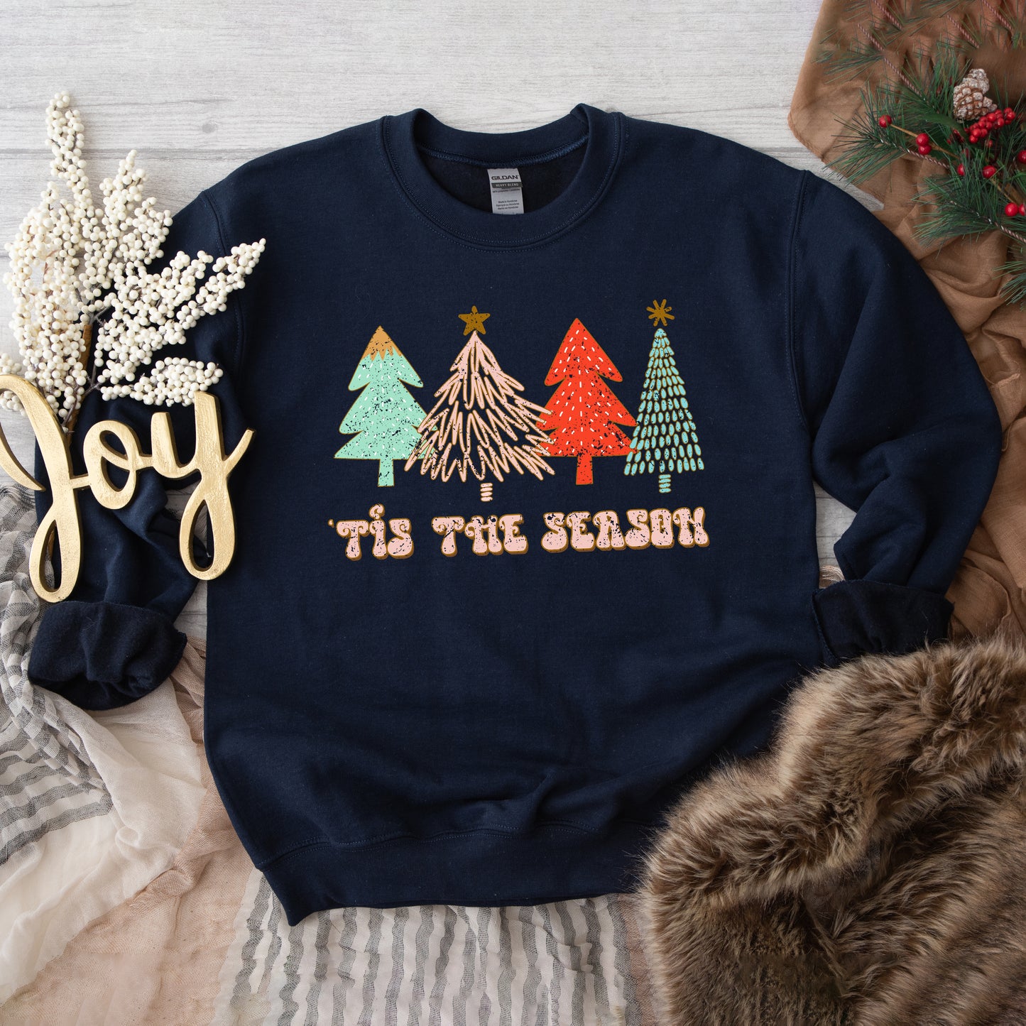 Tis The Season Trees Grunge | Sweatshirt