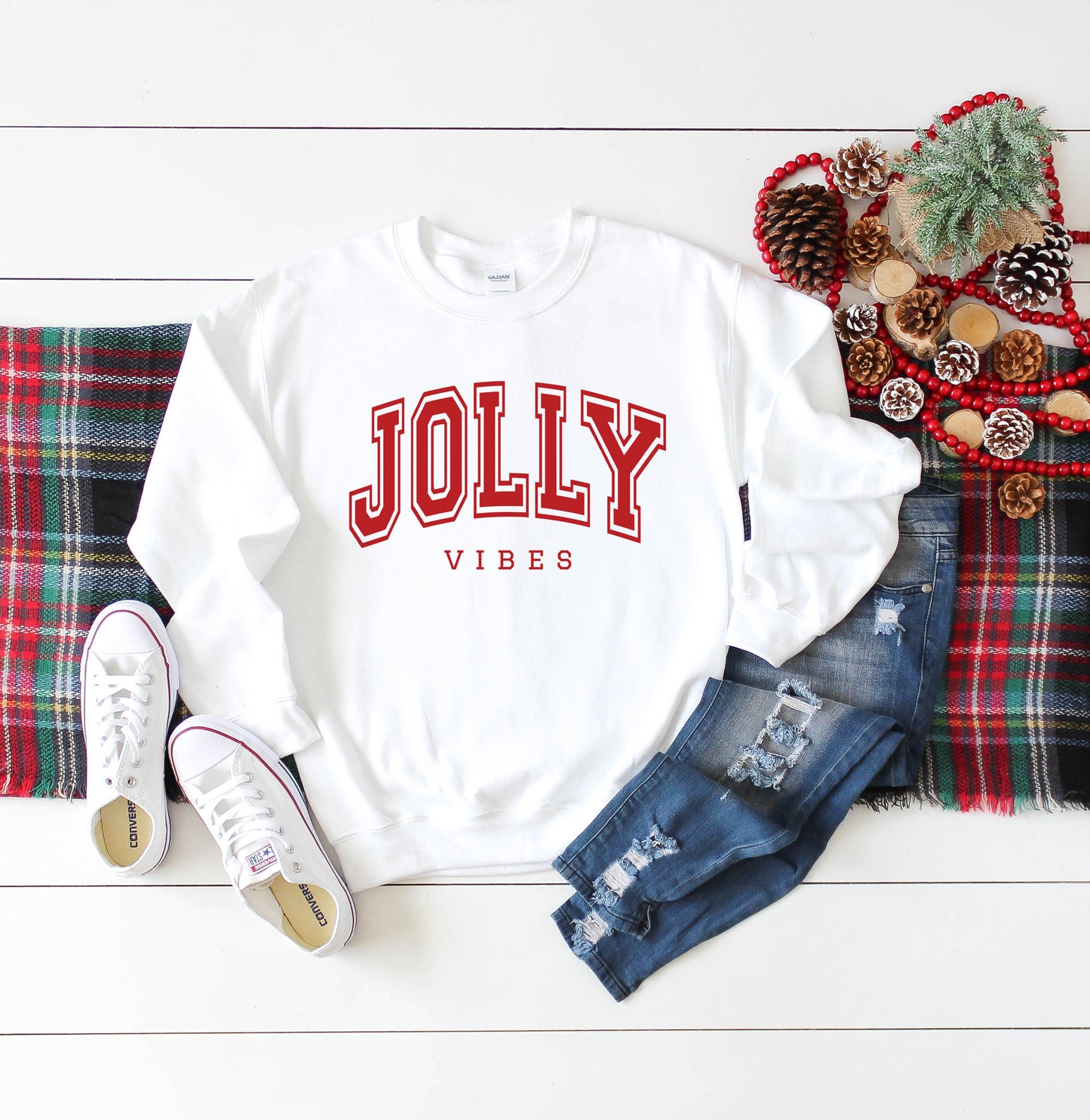 Jolly Vibes Varsity Thick Outline | Sweatshirt