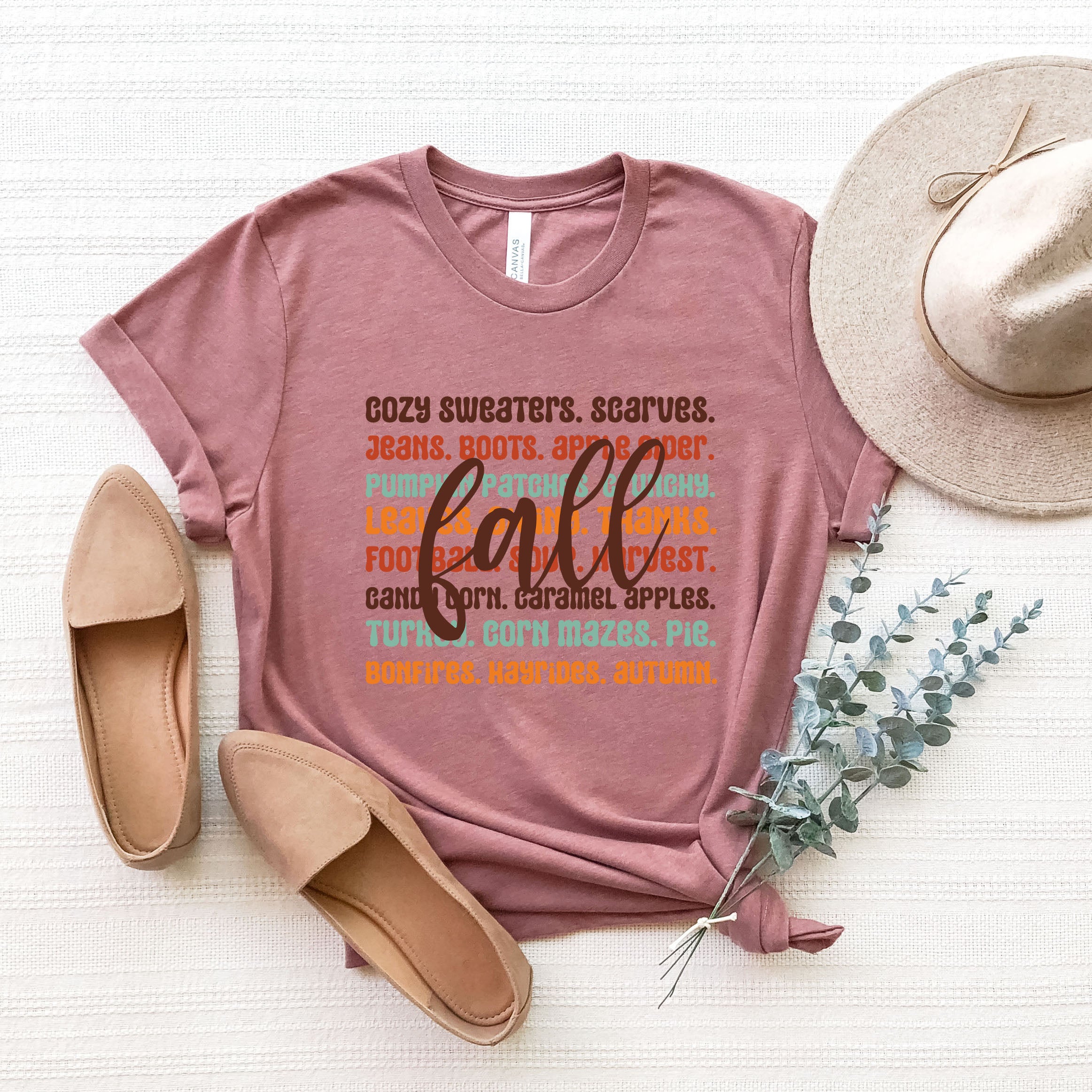 Cursive Fall Layered | Short Sleeve Crewneck