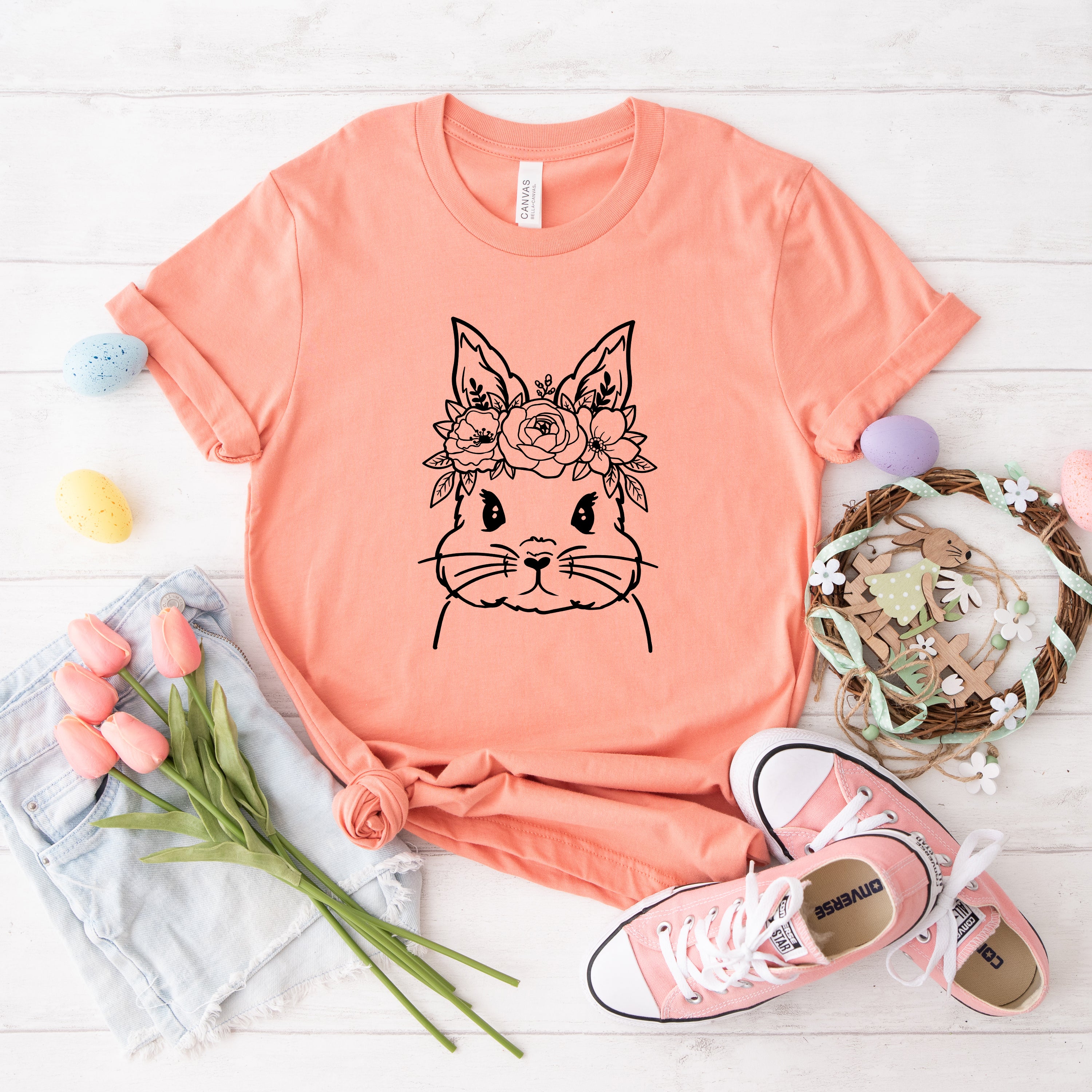 Bunny Face Floral | Short Sleeve Graphic Tee