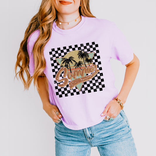 Checkered Summer | Relaxed Fit Cropped Tee