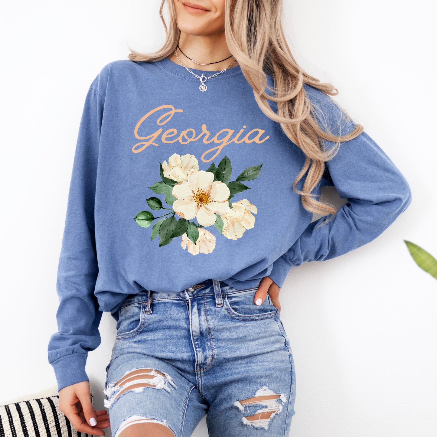Georgia Flower Colorful | Garment Dyed Long Sleeve
