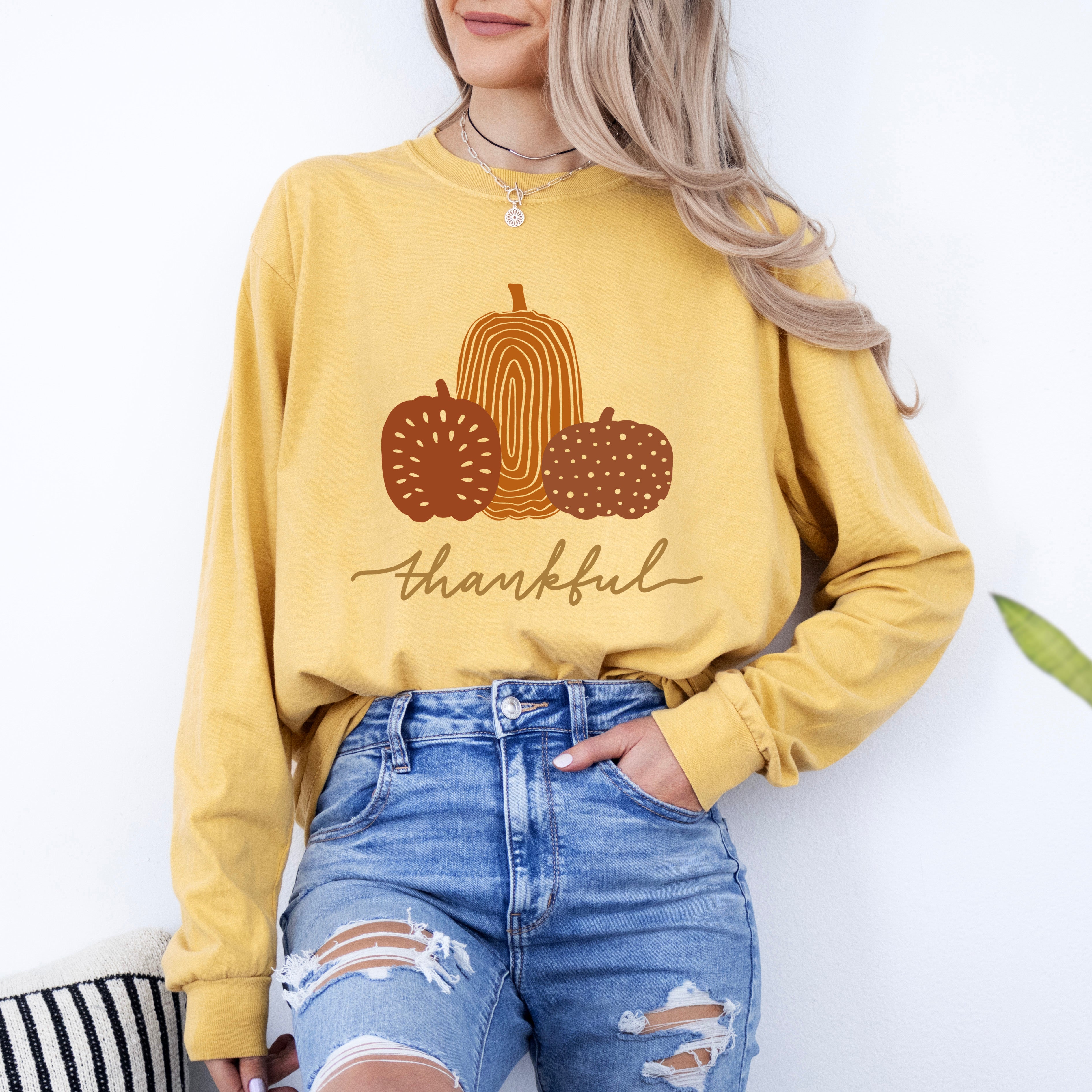 Boho Thankful Pumpkins | Garment Dyed Long Sleeve