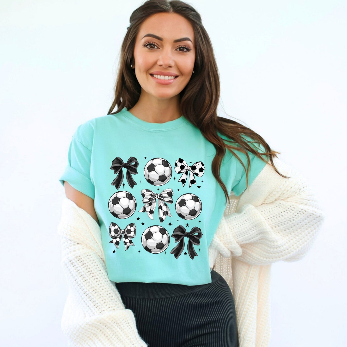Soccer Ball Bows | Garment Dyed Short Sleeve Tee