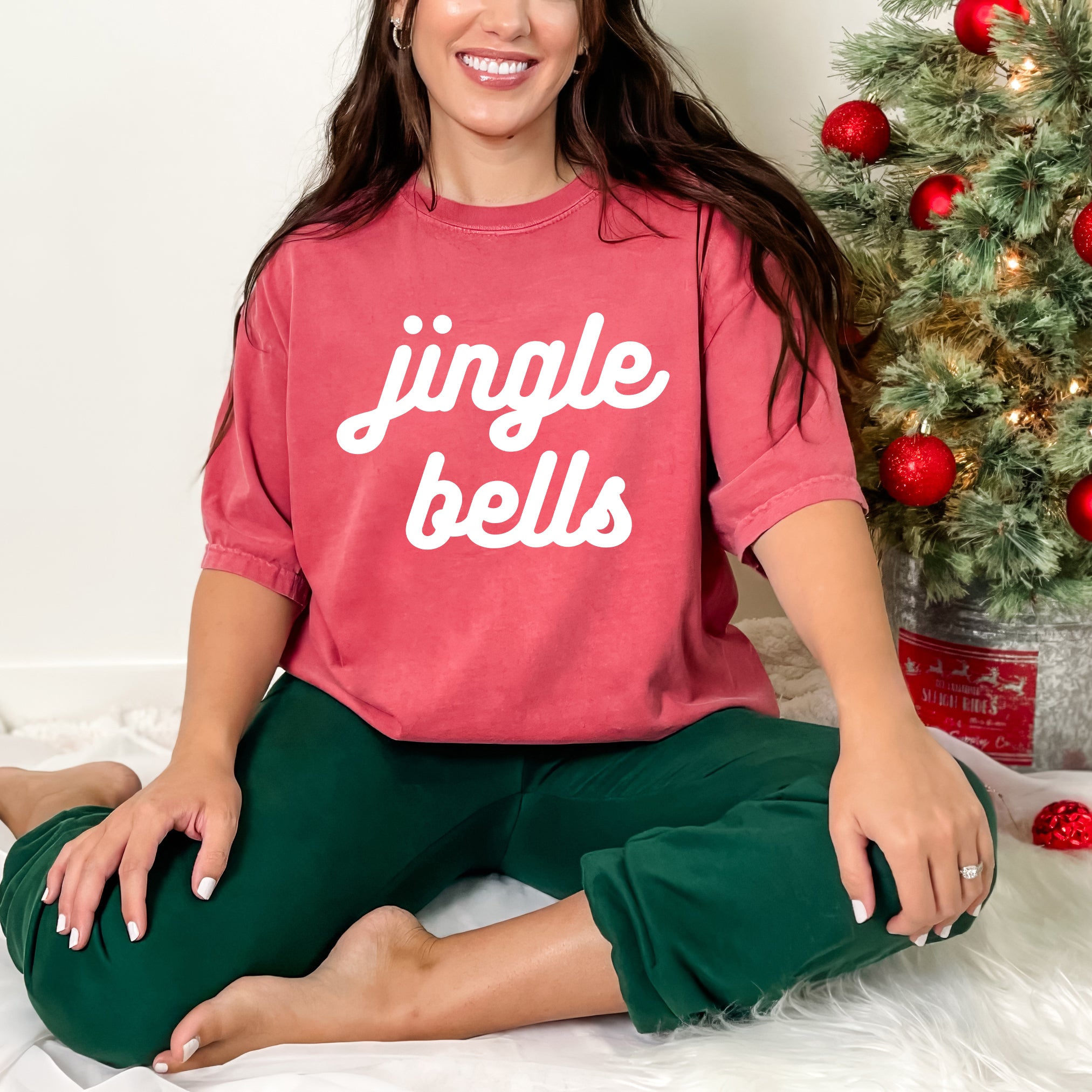 Jingle Bells Bold Cursive | Garment Dyed Tee