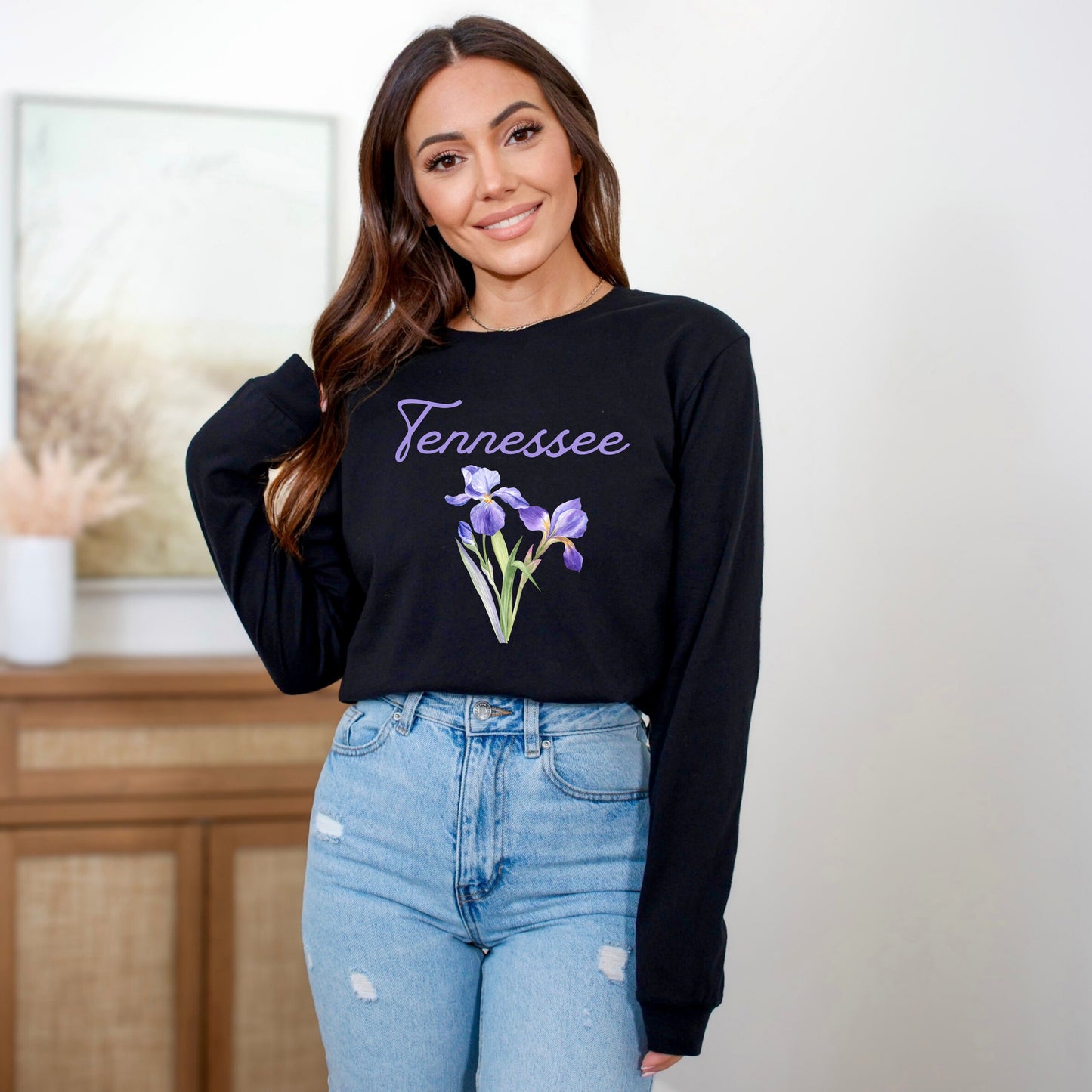 Tennessee Flower Colorful | Long Sleeve Crew Neck