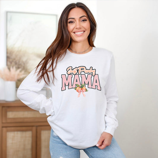Coquette Just Peachy Mama | Long Sleeve Crew Neck